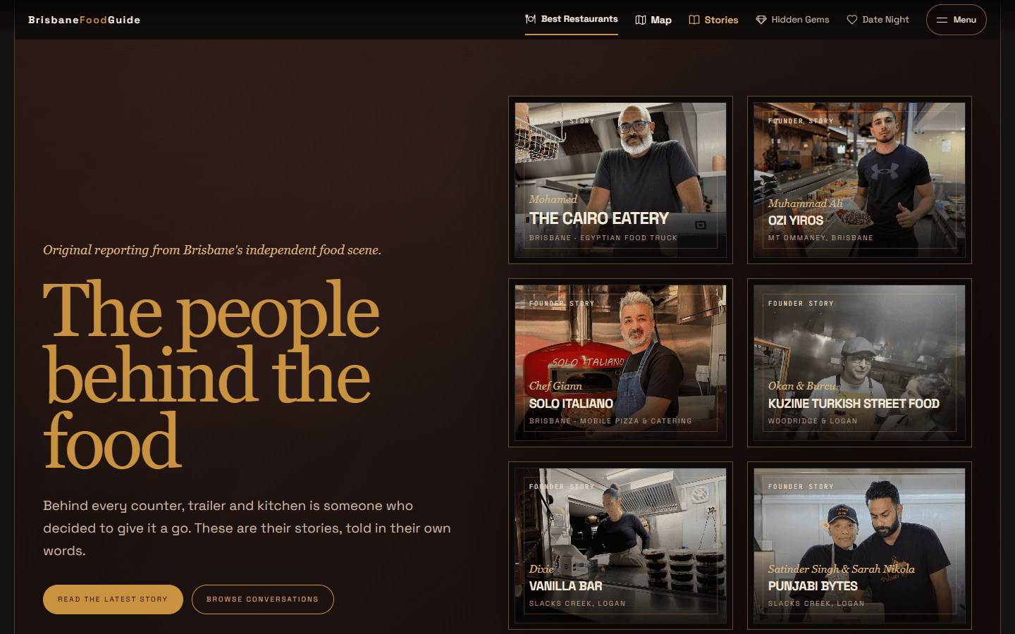 Brisbane Food Guide founder stories page: The people behind the food